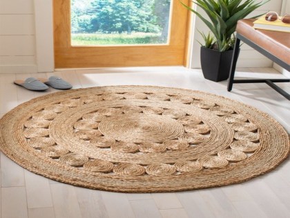 Χαλί Γιούτα Στρογγυλό Βαμβακερό Cycle Γαρύφαλλο | Γαρύφαλλο - Λευκά Είδη